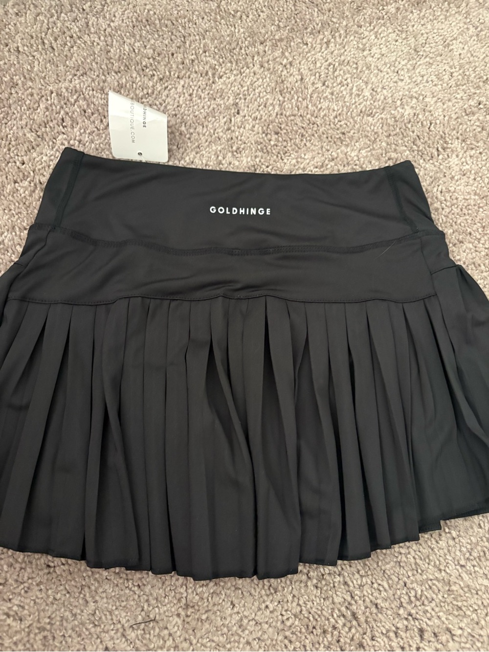 GoldHinge Black Pleated Sport Mini Skirt
